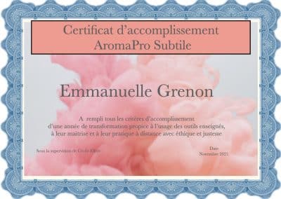 Certificat Aroma-Subtile